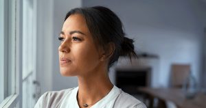 Someone thinking about how abortion may impact her mental health